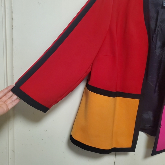 Vintage Sandra Oversized Colorblock Blazer Jacket Bold 20W - Picture 6 of 12